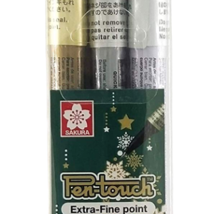 Sakura Pen-touch Permanent Markers - Pack of 3 markers - Gold, Silver & White (Extra Fine Point 0.7mm)